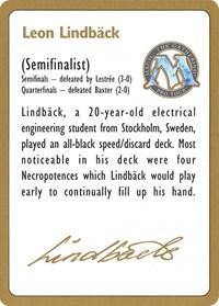 1996 Leon Lindback Biography Card [World Championship Decks]