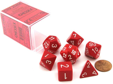 Opaque Red/White Polyhedral 7-Die Set - TCG Master