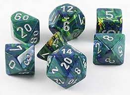 Dice: Chessex - Festive - Poly Set (x7) - Green/Silver