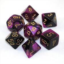 Dice: Chessex - Gemini - Poly Set (x7) - Black-Purple/Gold