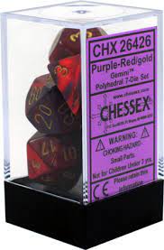 Dice: Chessex - Gemini - Poly Set (x7) - Purple-Red/Gold