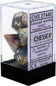 Dice: Chessex - Festive - Poly Set (x7) - Carousel/White