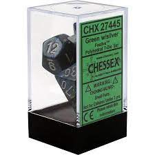 Dice: Chessex - Festive - Poly Set (x7) - Green/Silver